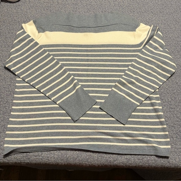 Chaps Sweater Blue & White Boat Neck Long Sleeves Coastal Prep Nautical Size XXL - Picture 2 of 11